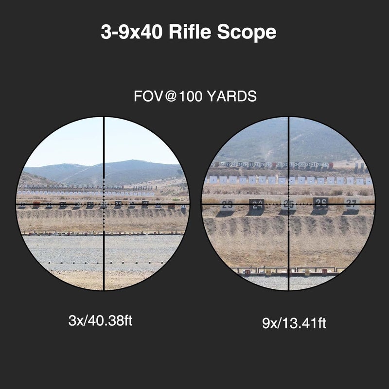 CVLIFE 3-9x40 Rifle Scope, Red & Green Illuminated Optical Riflescope, Mil-dot Reticle Scope for Hunting with 20mm Picatinny(Green Lens) - Image 3
